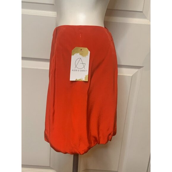 Tibi Red 100% Silk Mini Skirt W/ Shorts Skort, Size 4 - Picture 3 of 6